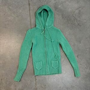 Teal Knitted Hoodie Sweater